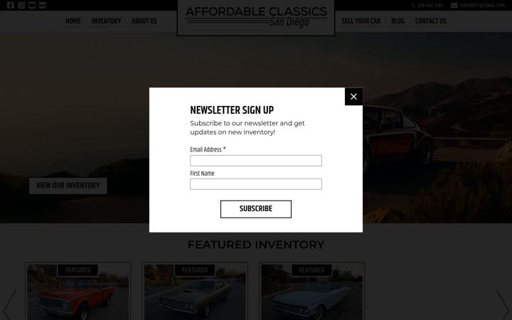 Snímek obrazovky affordableclassicssandiego.com