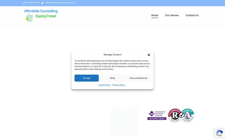 Screenshot of affordablecounselling.org.uk