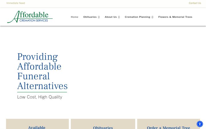 Screenshot of affordablecremation.ca