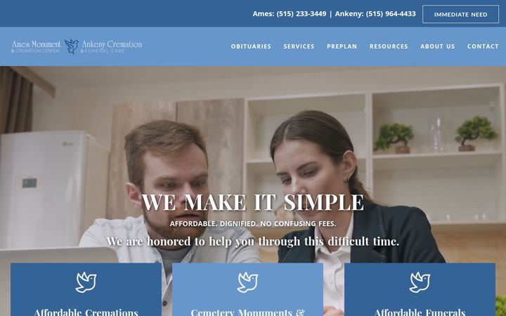 Screenshot of affordablecremationandfuneralcare.com