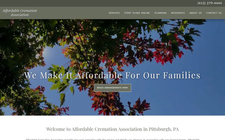 Screenshot of affordablecremationassociation.com