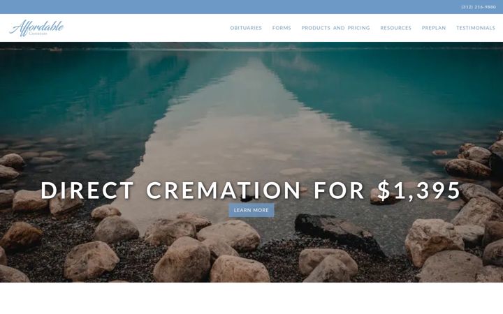 Screenshot of affordablecremationschicago.com