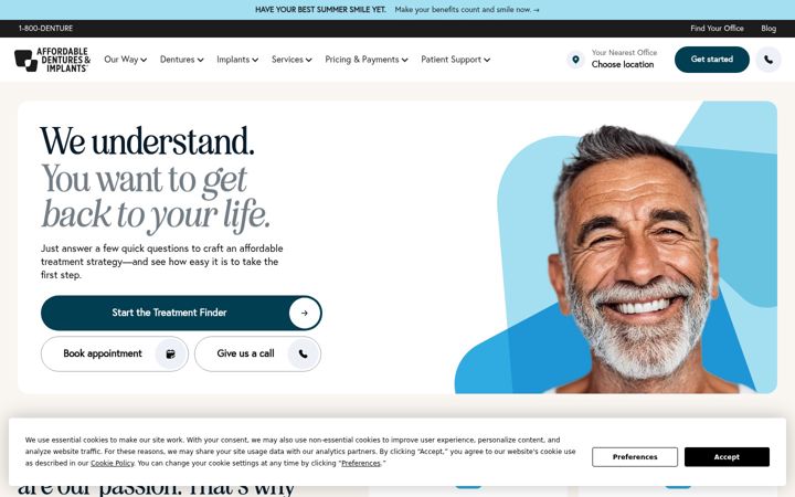Screenshot of affordabledentures.com