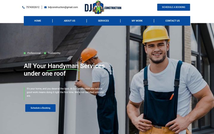 Screenshot of affordabledjconstruction.com