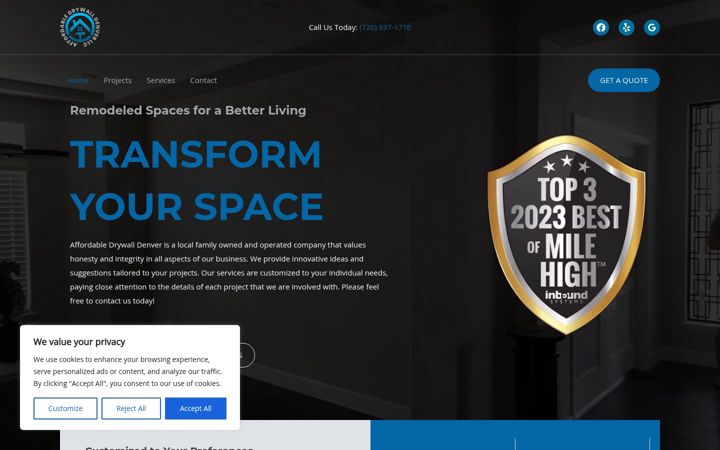 Screenshot of affordabledrywalldenver.com