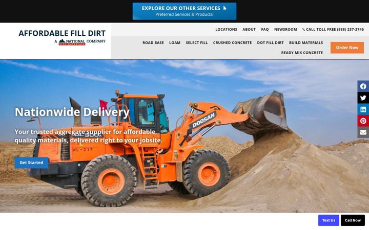 Screenshot of affordablefilldirt.com