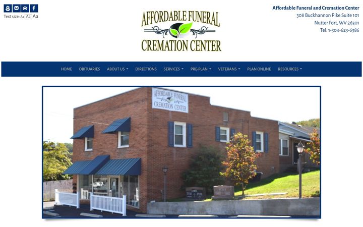 Screenshot of affordablefuneralandcremationcenter.com