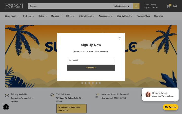 Screenshot of affordablefurniturebakersfield.com