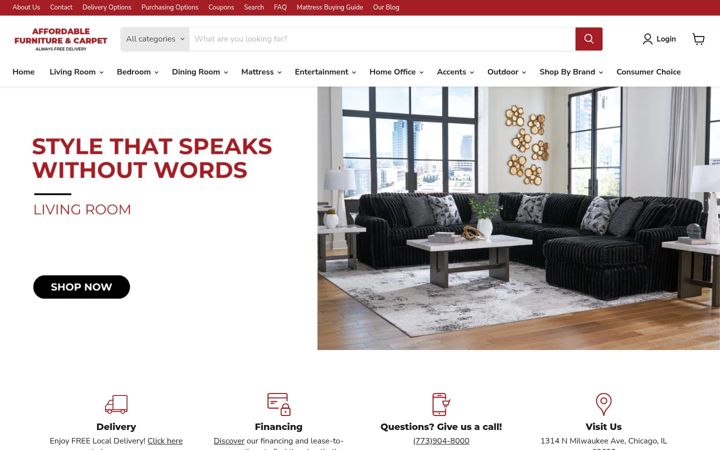 Screenshot of affordablefurniturechicago.com