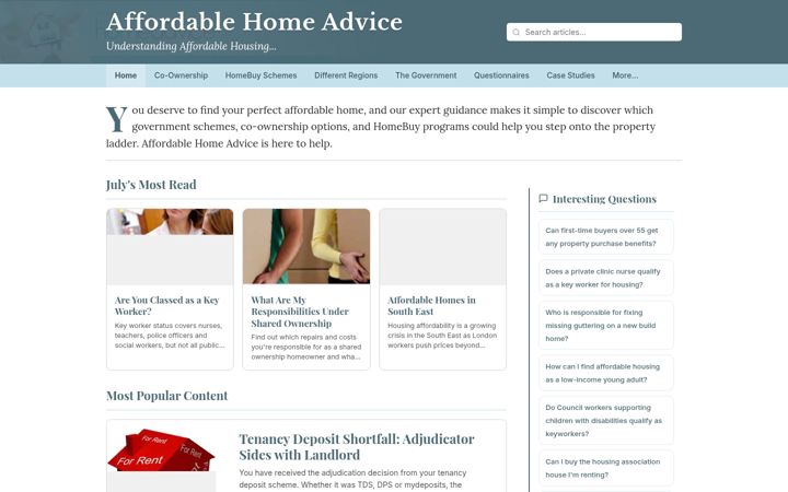 Snímek obrazovky affordablehomeadvice.co.uk