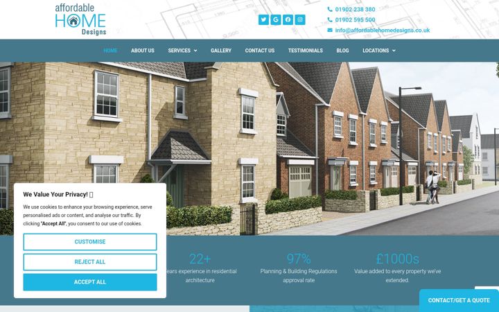 Screenshot of affordablehomedesigns.co.uk