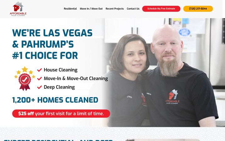 Snímek obrazovky affordablehousecleanerslasvegas.com