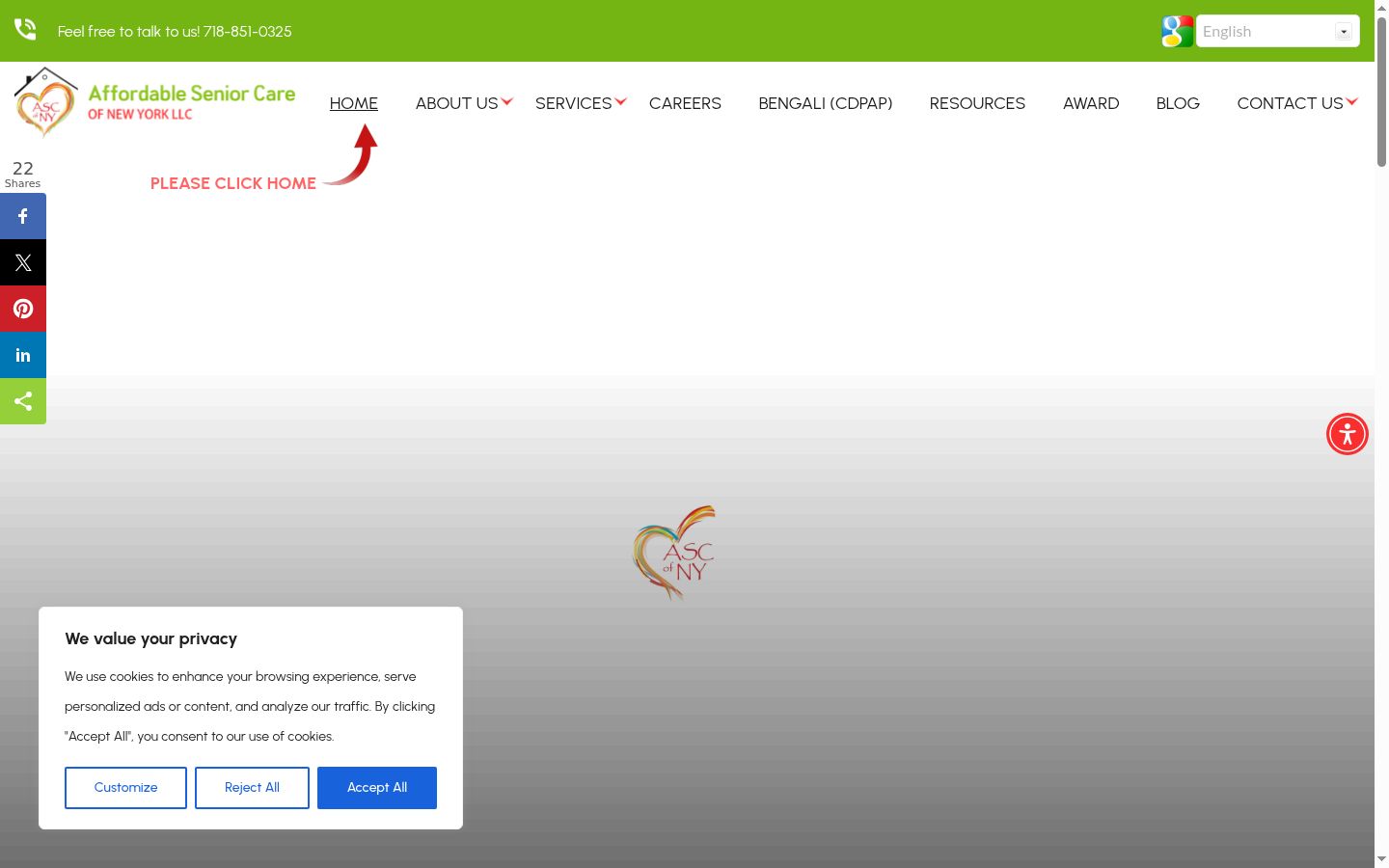 Capture d'écran de la bannière de consentement affichée avant toute interaction