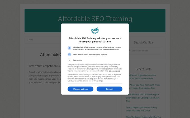 Capture d'écran de affordableseotraining.com