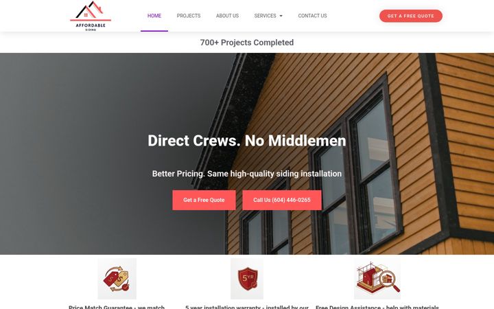 Capture d'écran de affordablesidingbc.ca