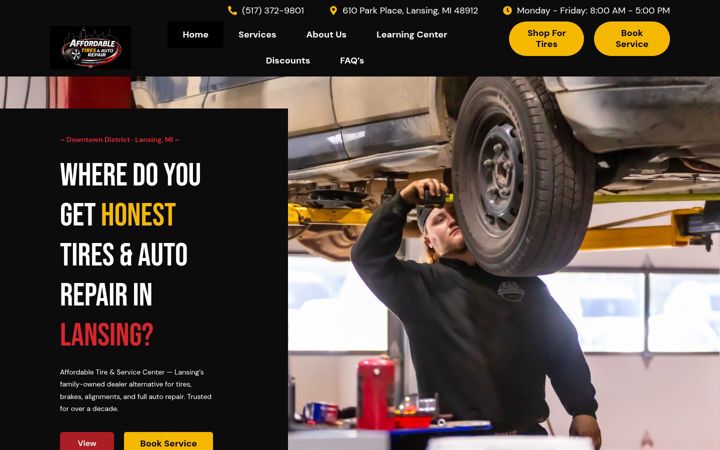 Kuvakaappaus sivustosta affordabletireservice.com