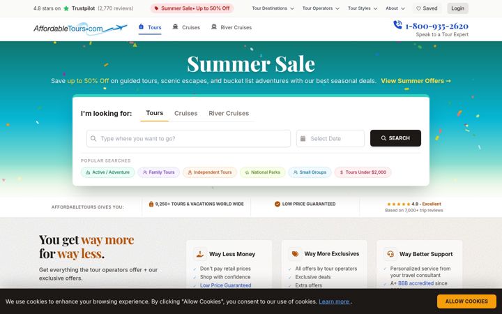 Screenshot of affordabletours.com