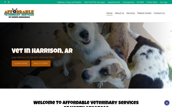 Kuvakaappaus sivustosta affordablevetservicesnark.org