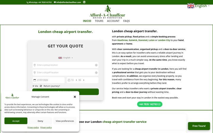 Screenshot of affordachauffeur.com