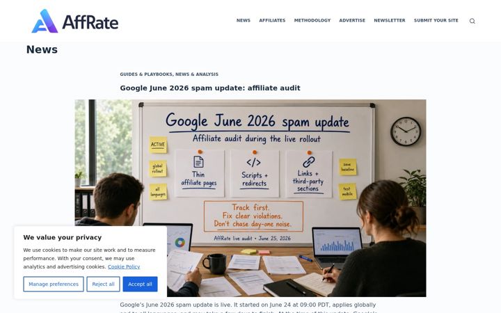 Kuvakaappaus sivustosta affrate.com