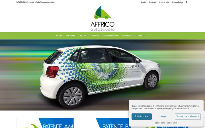 Kuvakaappaus sivustosta affricoautoscuola.it