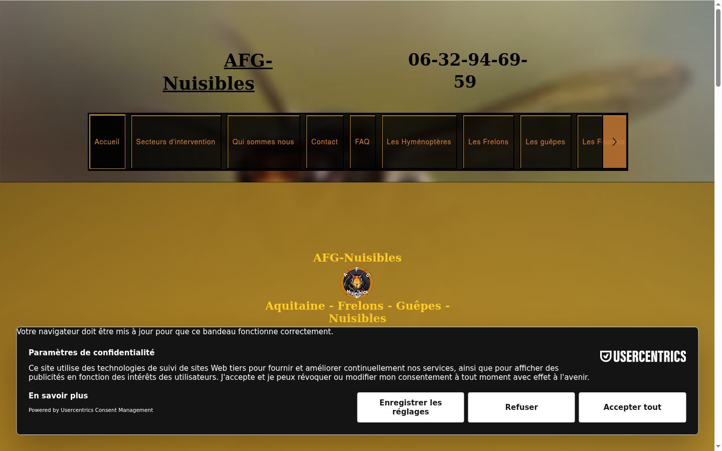 Screenshot del banner di consenso mostrato prima di qualsiasi interazione
