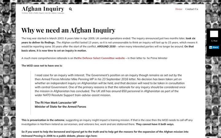 Screenshot of afghaninquiry.org.uk