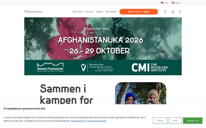 Screenshot of afghanistankomiteen.no