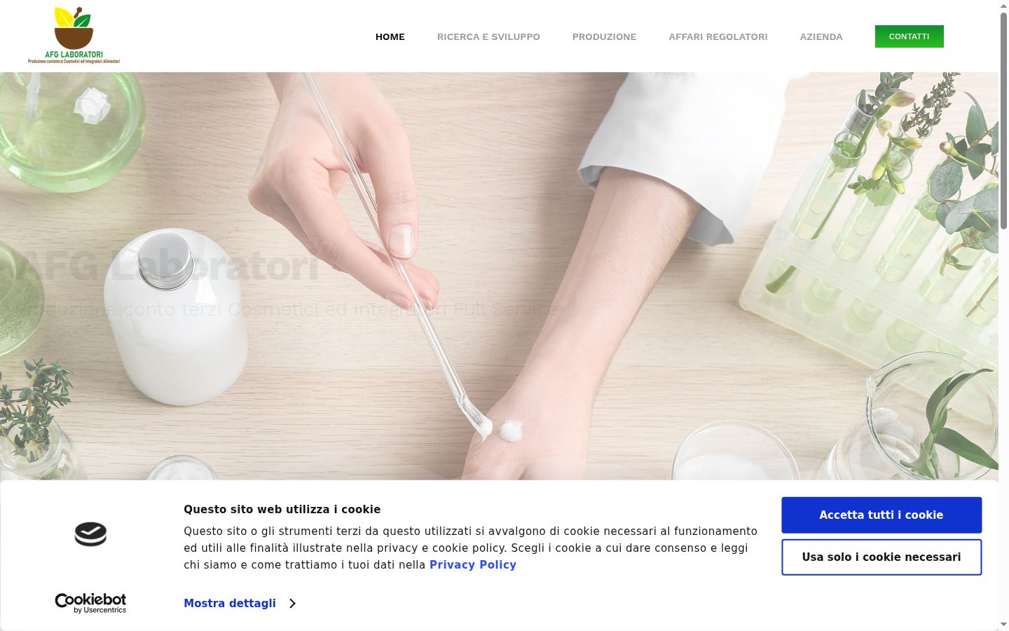 Screenshot del banner di consenso mostrato prima di qualsiasi interazione