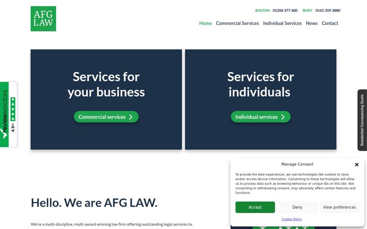 Screenshot of afglaw.co.uk
