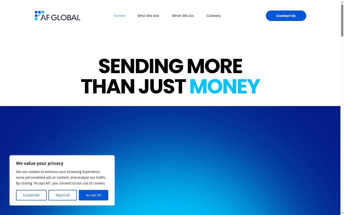 Screenshot del banner di consenso mostrato prima di qualsiasi interazione
