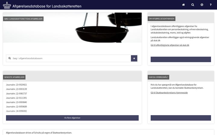 Skjámynd af afgoerelsesdatabasen.dk