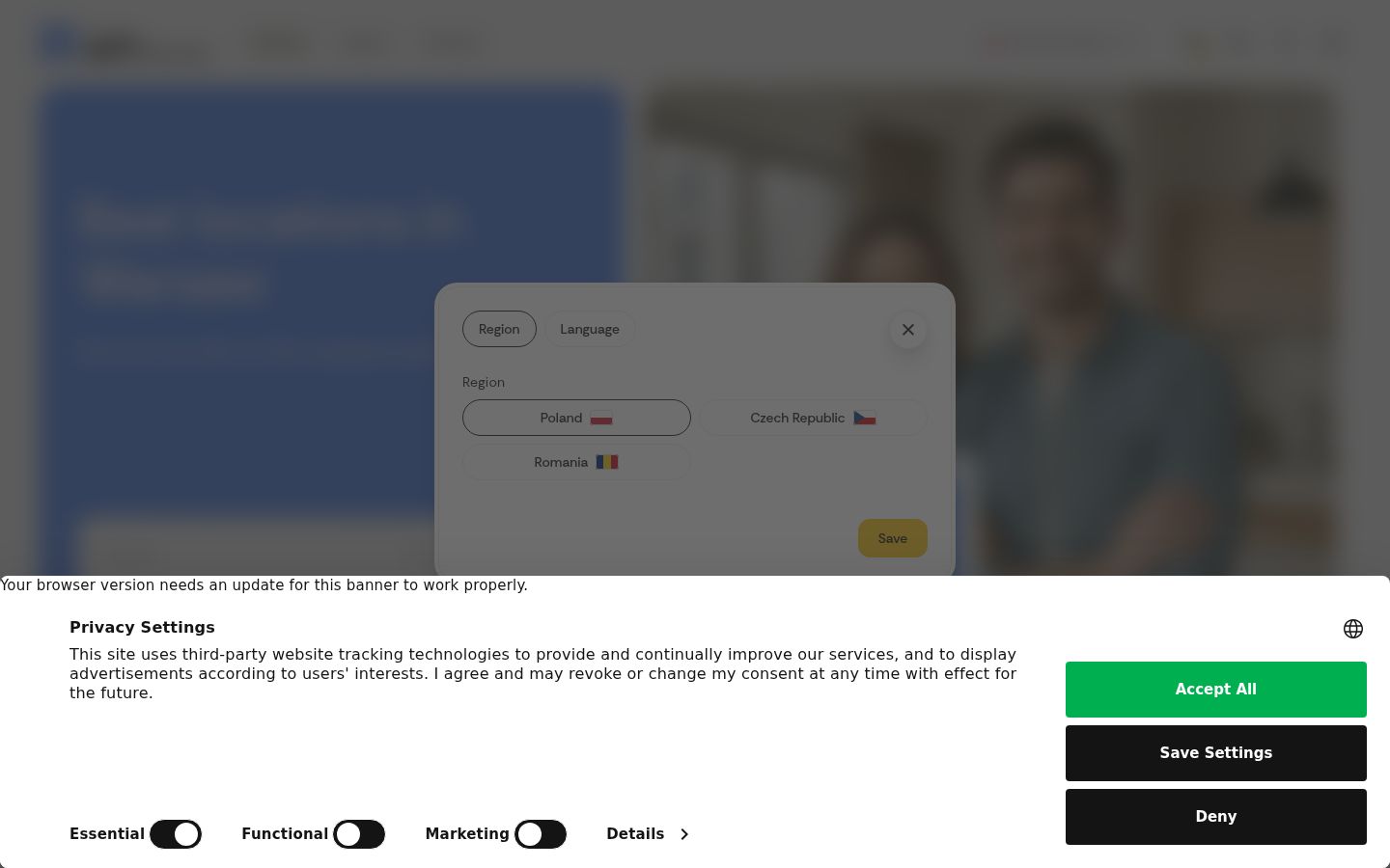 Sutikimo reklamjuostės, rodytos prieš bet kokią sąveiką, ekrano kopija