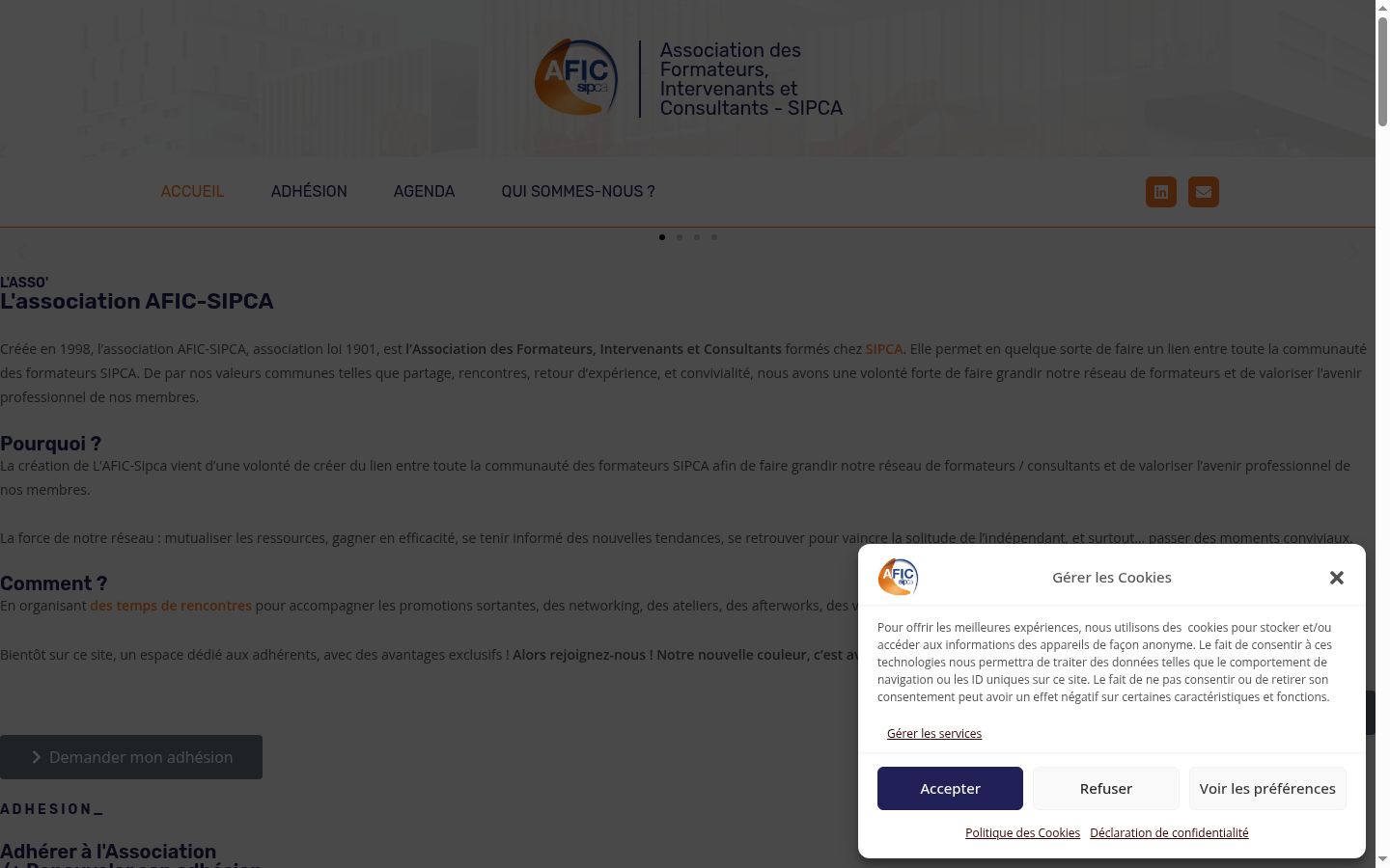 Screenshot του banner συγκατάθεσης που εμφανίστηκε πριν από οποιαδήποτε αλληλεπίδραση