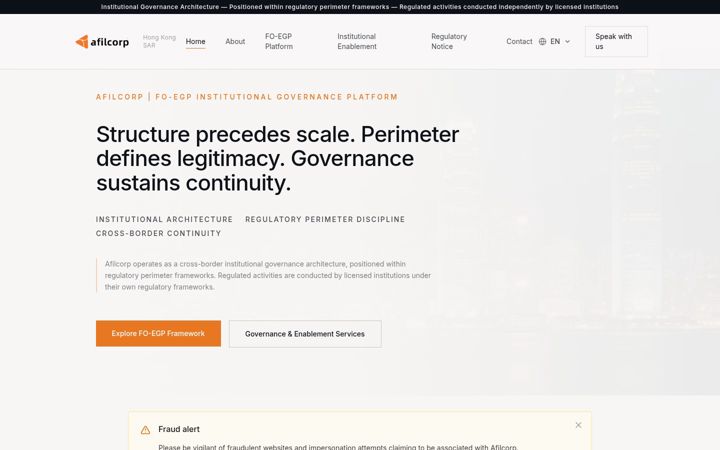 Skærmbillede af afilcorp.com