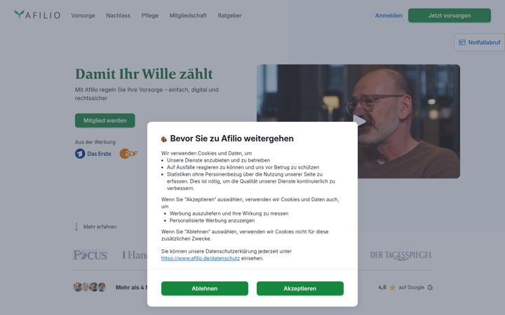 Screenshot of afilio.de