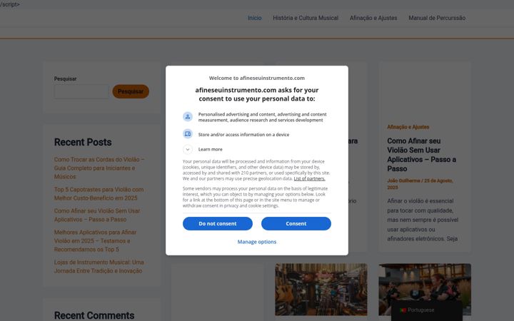 Posnetek zaslona afineseuinstrumento.com