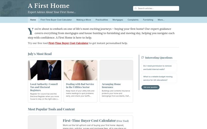 Screenshot ta' afirsthome.co.uk