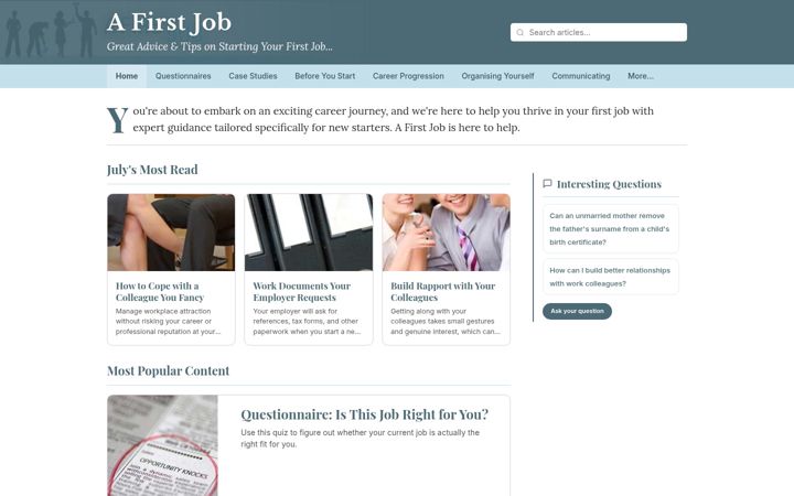 Screenshot of afirstjob.co.uk