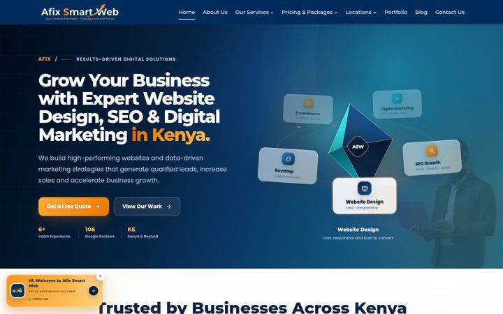 Ekrano kopija afixsmartweb.co.ke