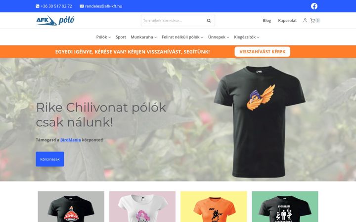 Kuvakaappaus sivustosta afkpolo.hu
