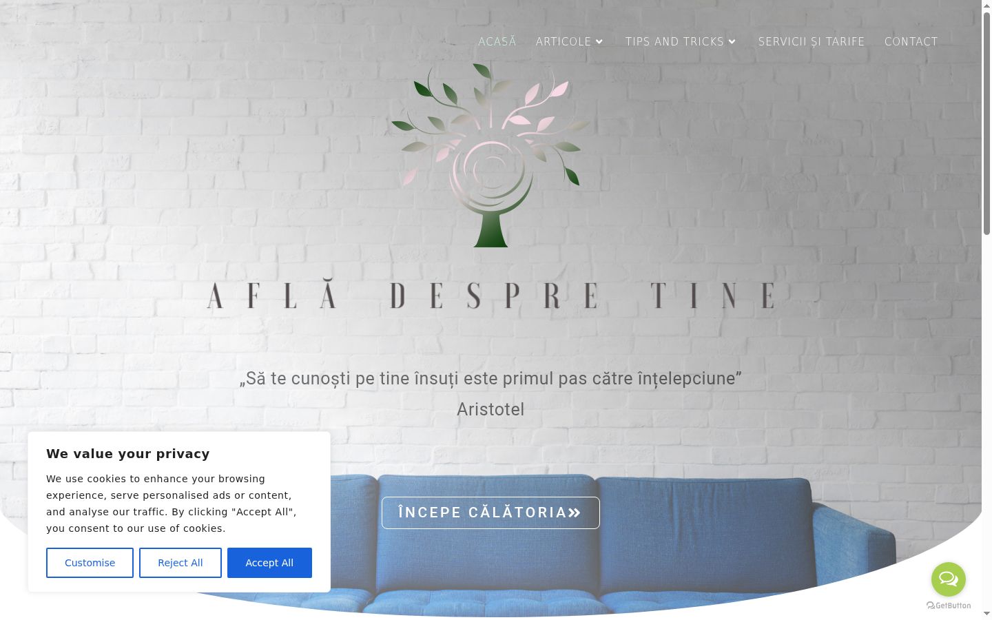 Screenshot of the consent banner shown before any interaction