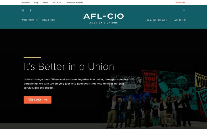 Posnetek zaslona aflcio.org