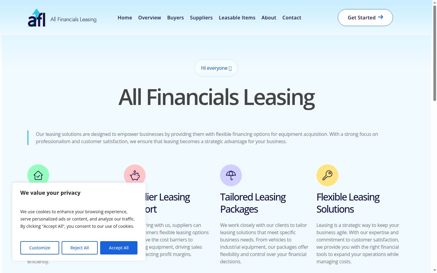 Screenshot del banner di consenso mostrato prima di qualsiasi interazione