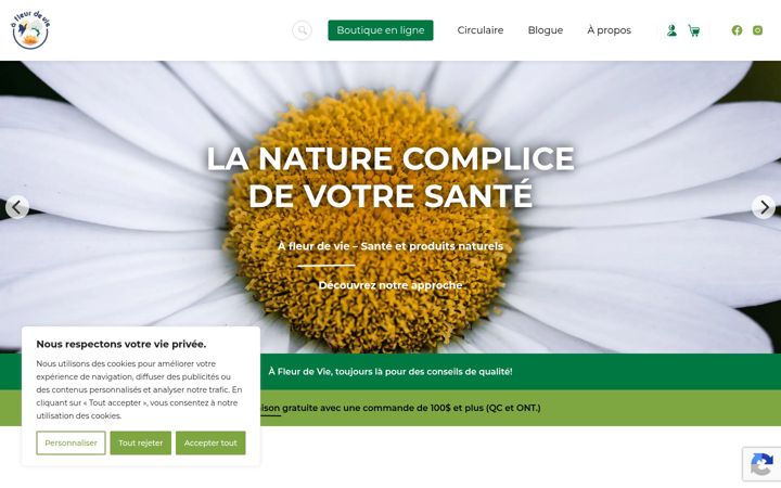 Screenshot of afleurdevie.ca