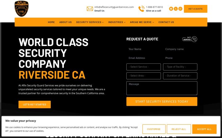 Skærmbillede af aflixsecurityguardservices.com