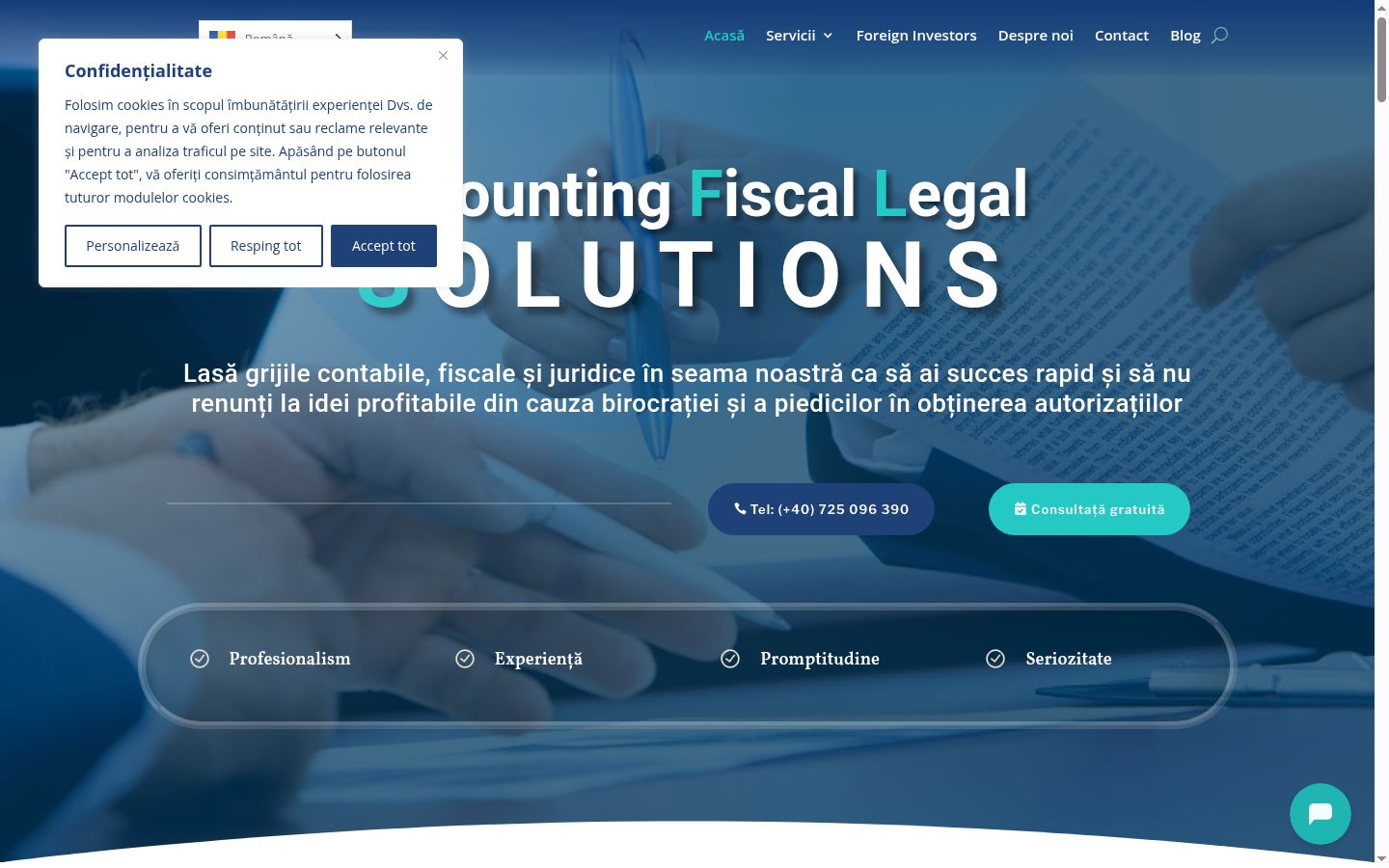 Captură de ecran a bannerului de consimțământ afișat înainte de orice interacțiune