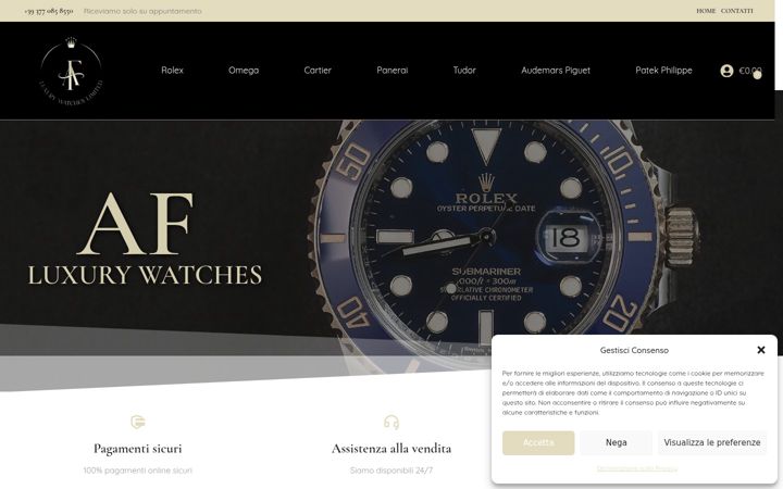 Snímek obrazovky afluxurywatches.com