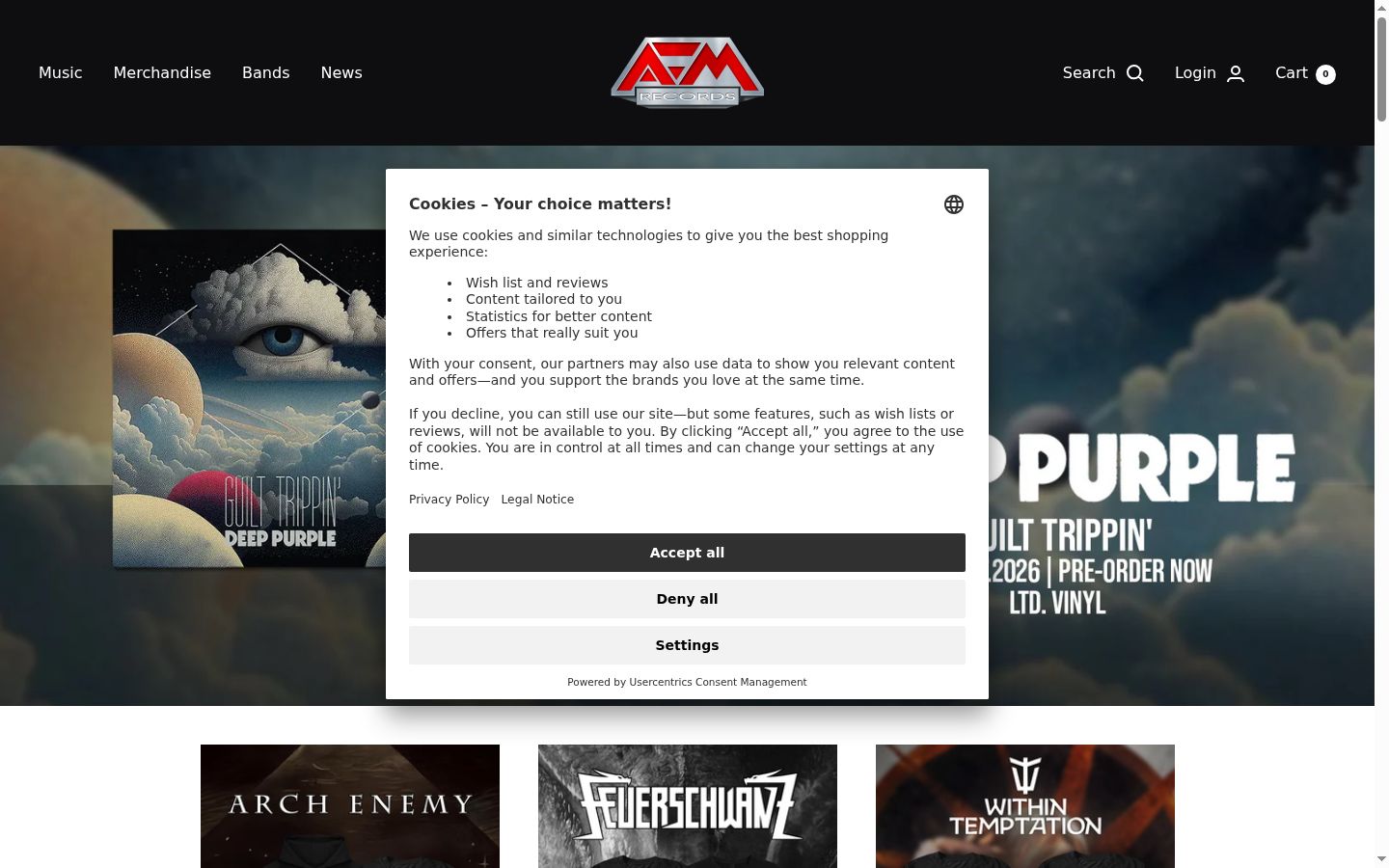 Screenshot of the consent banner shown before any interaction