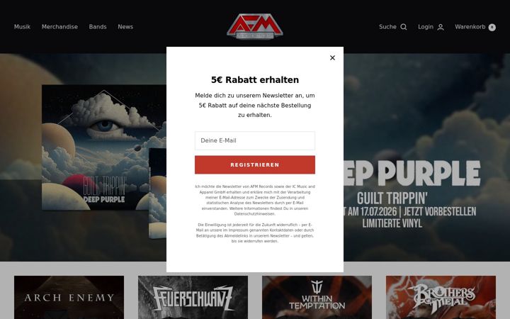 Skærmbillede af afm-records.de